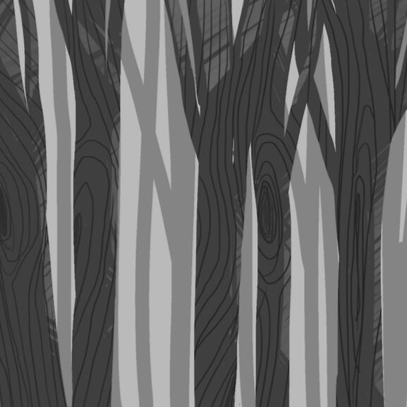 an illustration of Georgia Overton, a frazzled-looking young woman with wavy brown hair half-tucked into a bun